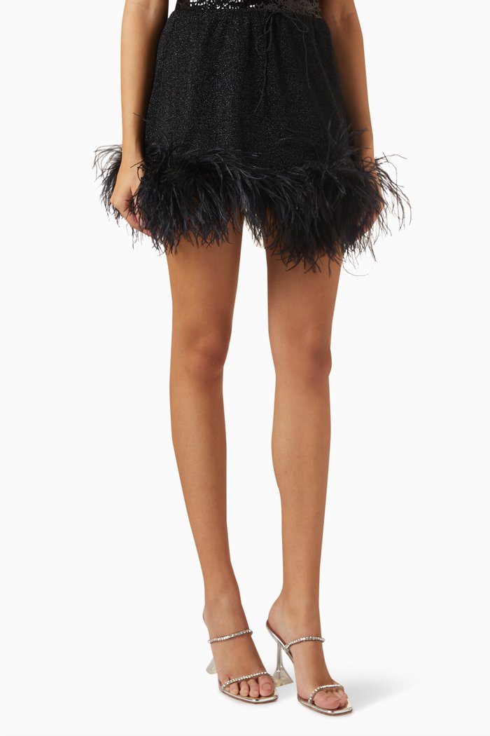 

Lurex Lumiere Plumage Mini Skirt, Black