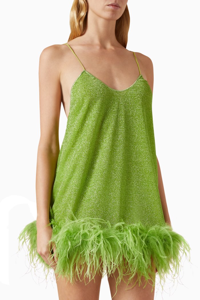 

Lumière Plumage Mini Dress, Green
