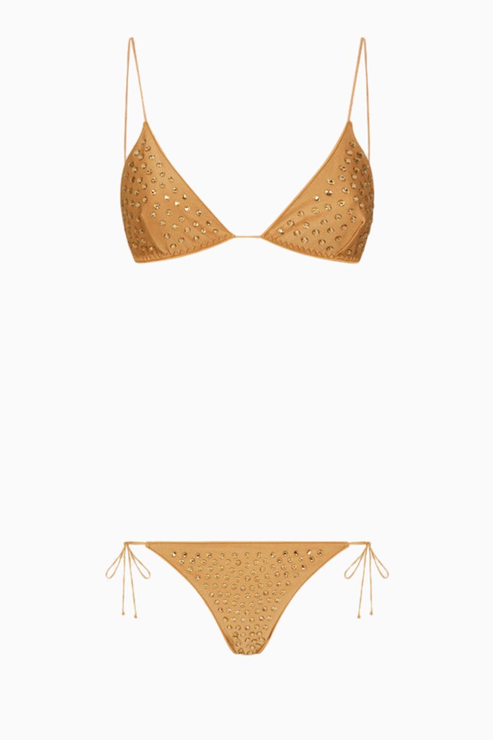

Lumière Crystal-embellished Triangle Bikini, Neutral