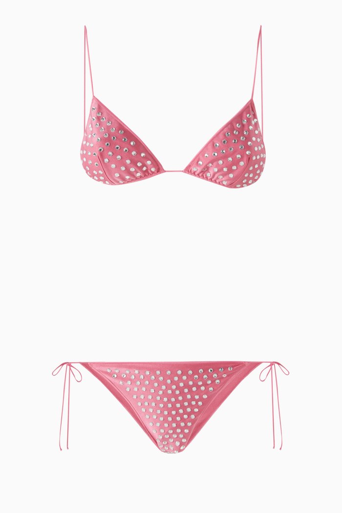 

Lumière Crystal-embellished Triangle Bikini, Pink