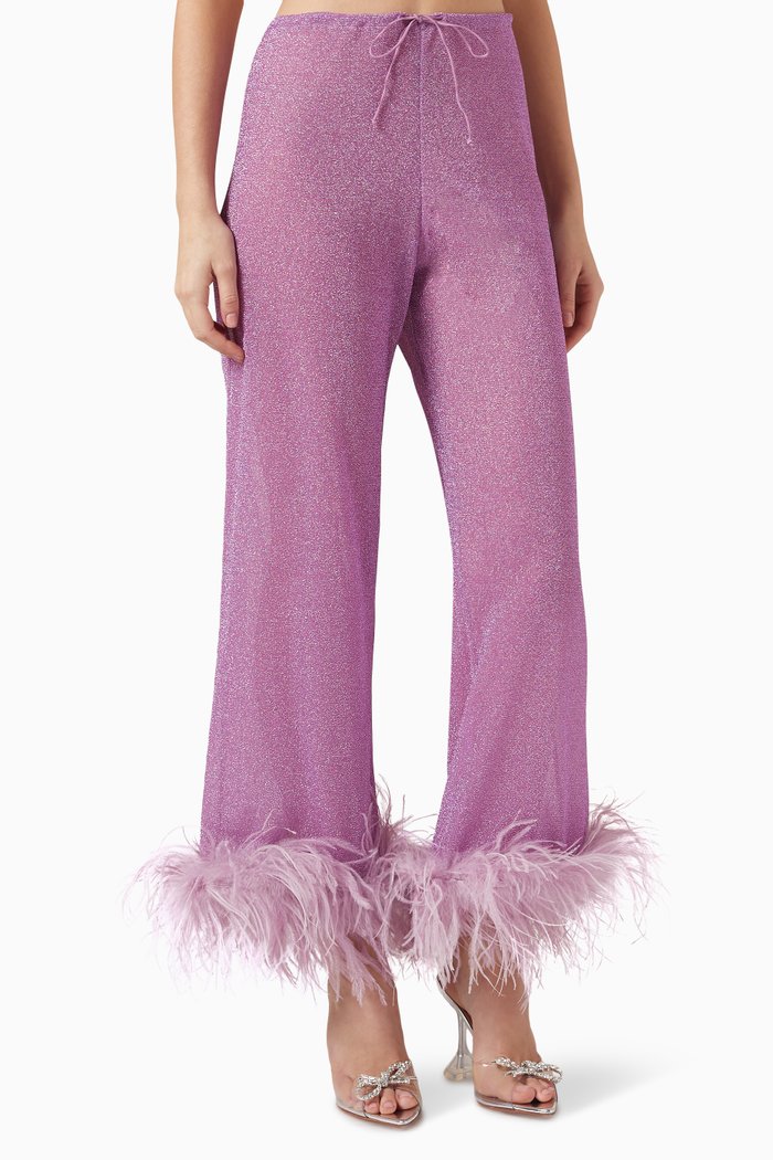 Lurex Lumiere Plumage Long Pants, Purple