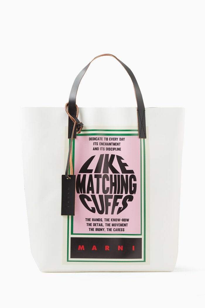 

Two-tone Shopping Tote Bag in PVC & Leather, Multicolour