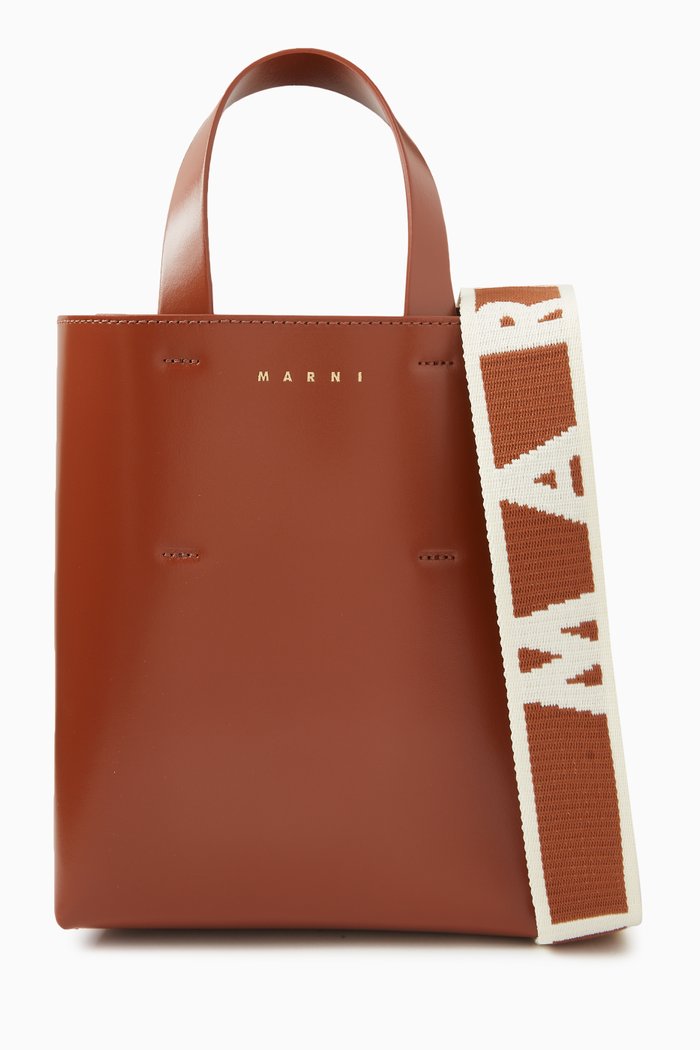 

Mini Tote Bag in Leather, Brown