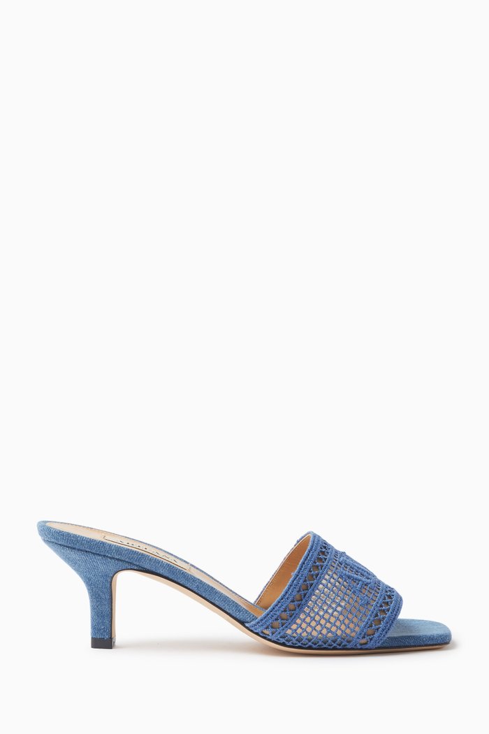 

Roma 50 Mules in Organic Cotton Lace & Denim, Blue