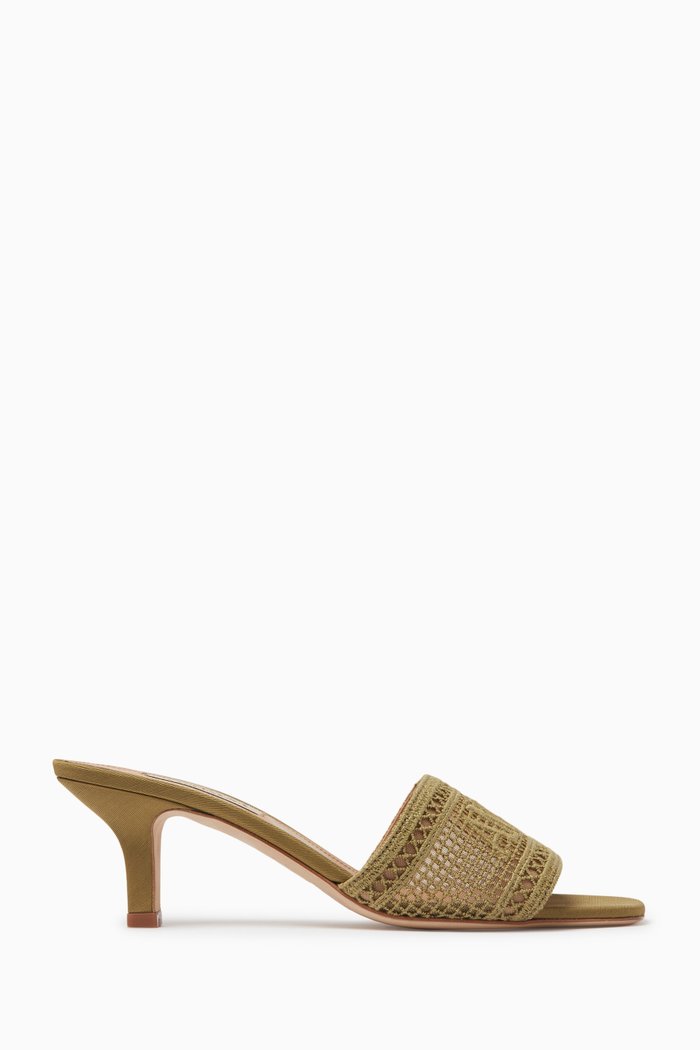 Roma 50 Mules in Organic Cotton Lace, Green