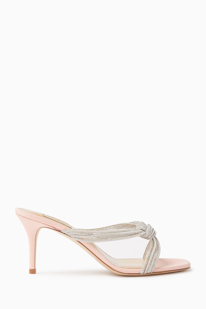

Capri 75 Crystal Mule Sandals in Grosgrain, Pink