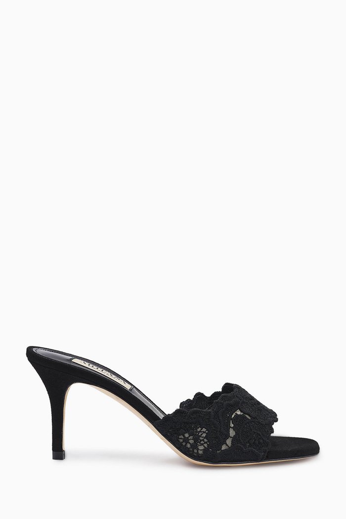 

Como 75 Mule Sandals in Cotton-lace, Black
