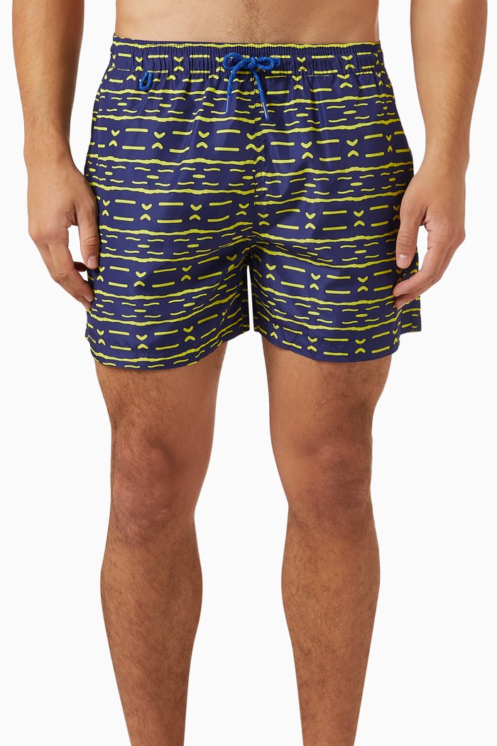 

Bali Printed Swim Shorts in Recycled Poly-blend, Blue