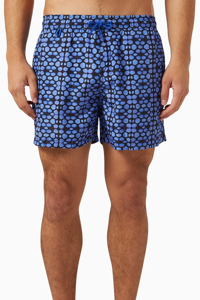 

Fiji Printed Swim Shorts in Recycled Poly-blend, Blue