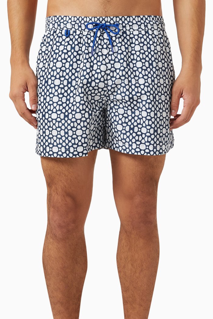 

Kiribati Printed Swim Shorts in Recycled Poly-blend, Blue