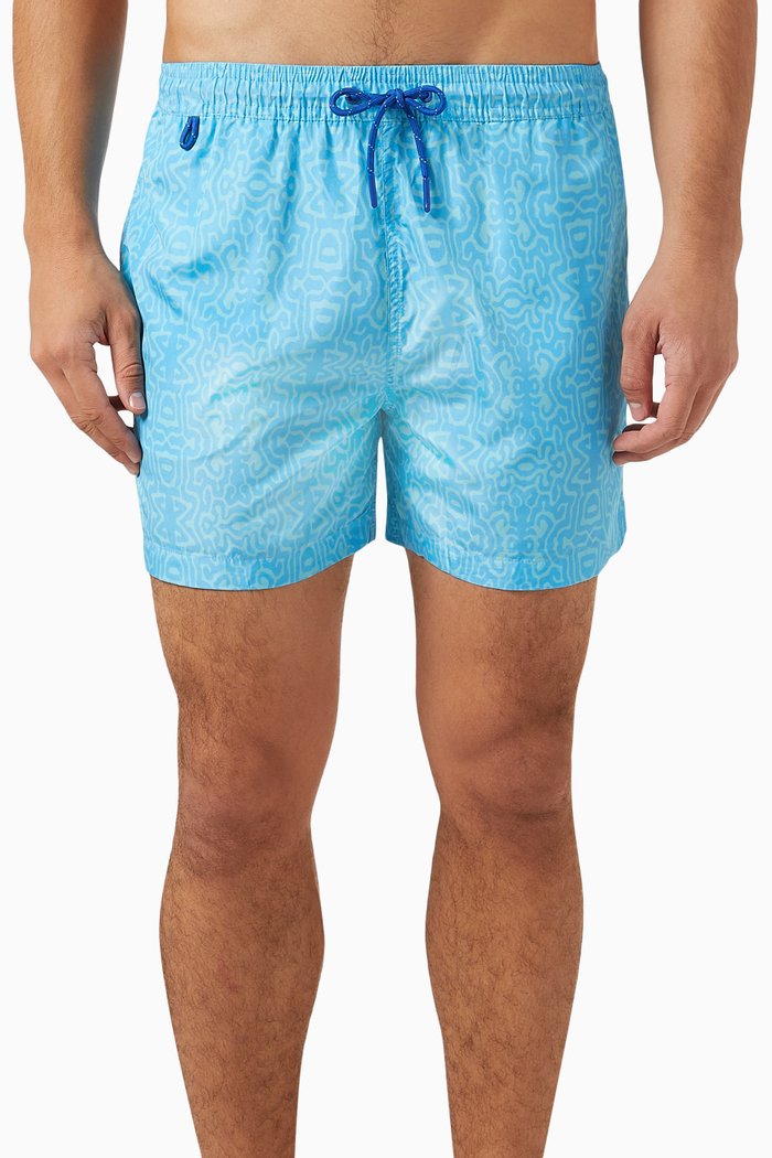 

Maldives Printed Swim Shorts in Recycled Poly-blend, Blue