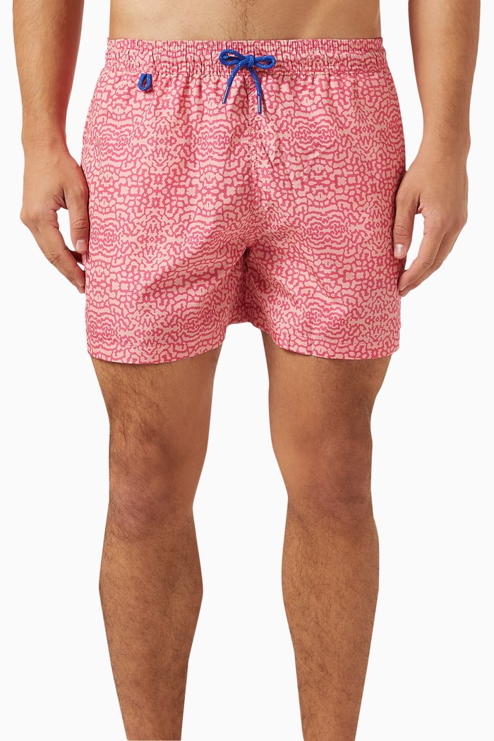 

Moorea Printed Swim Shorts in Recycled Poly-blend, Red