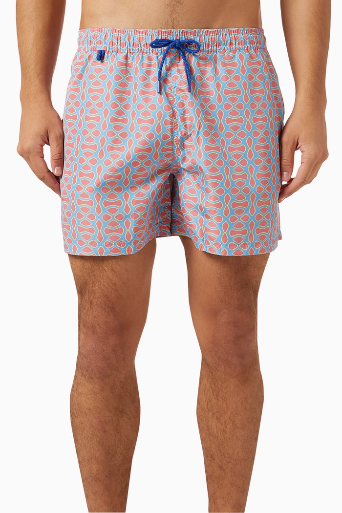 

Seychelles Printed Swim Shorts in Recycled Poly-blend, Red