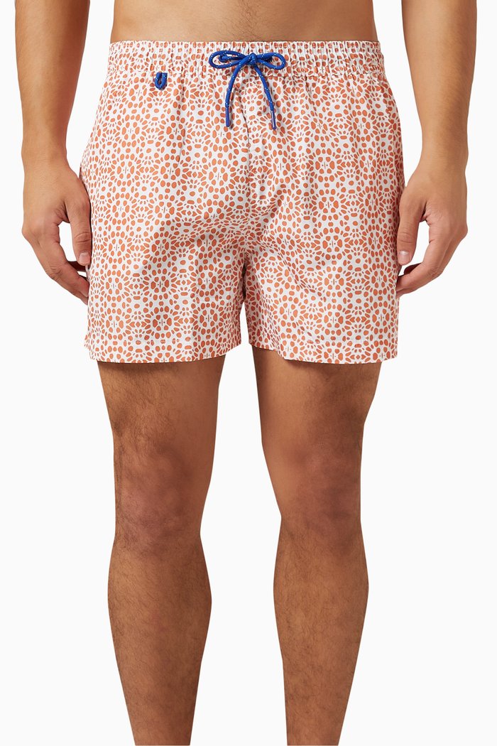 

Wakatobi Printed Swim Shorts in Recycled Poly-blend, Orange