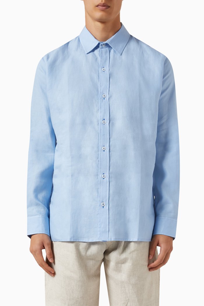 

Mallorca Shirt in Linen, Blue