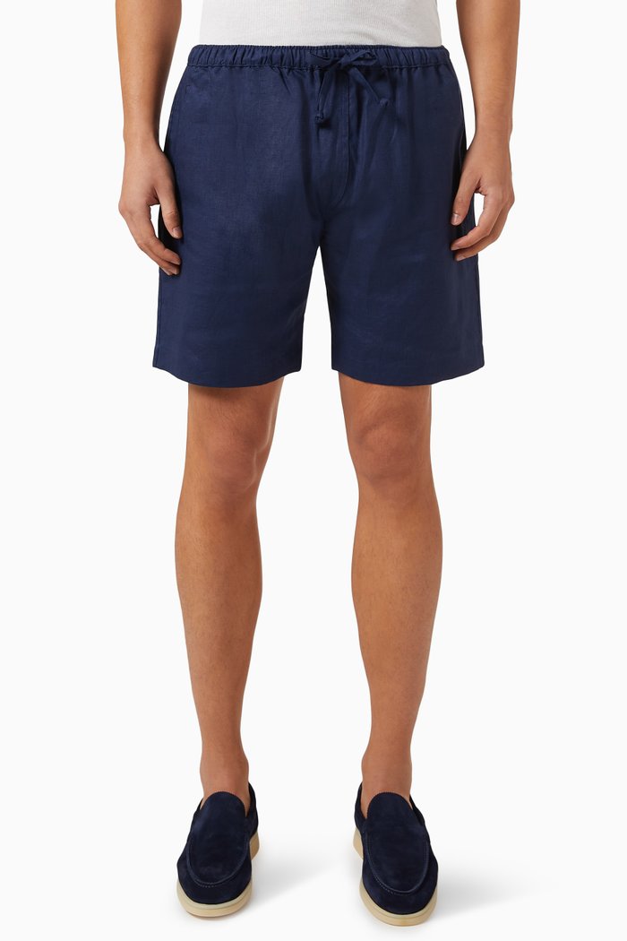 Capri Shorts in Linen, Blue