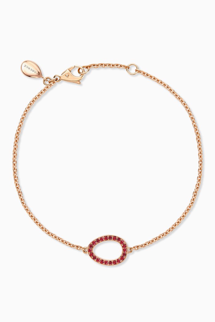 

Colours of Love Sasha Ruby Egg Chain Bracelet in 18kt Rose Gold, Red