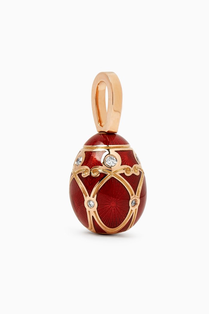 

Heritage Yelagin Diamond & Guilloché Enamel Egg Charm in 18kt Rose Gold, Red