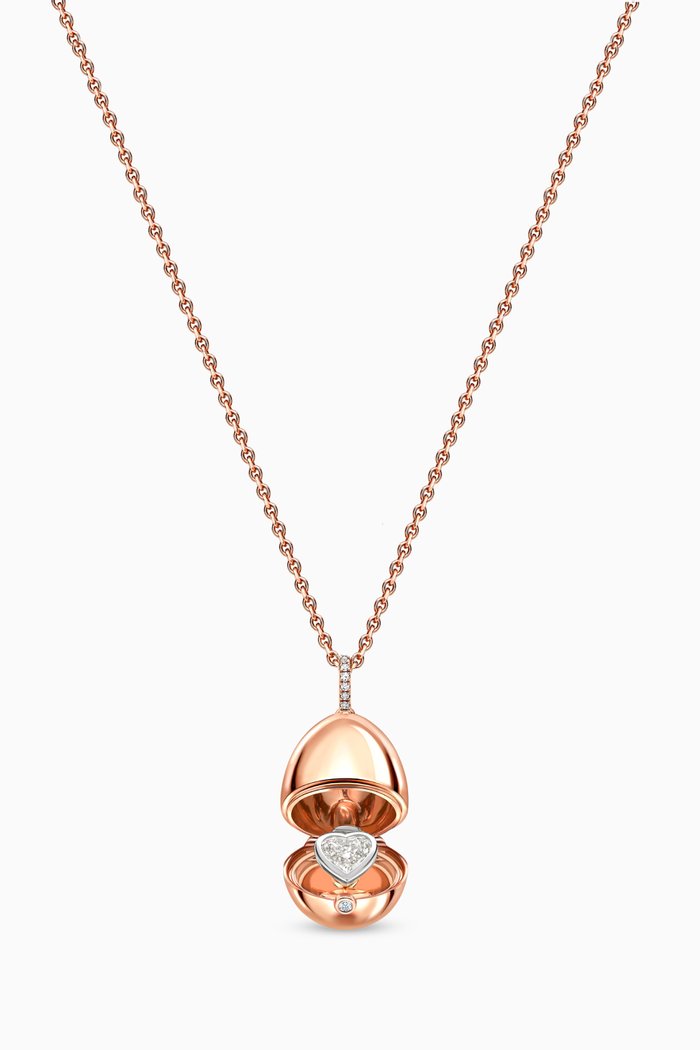 Essence Diamond Heart Locket Necklace in 18kt Rose Gold, White