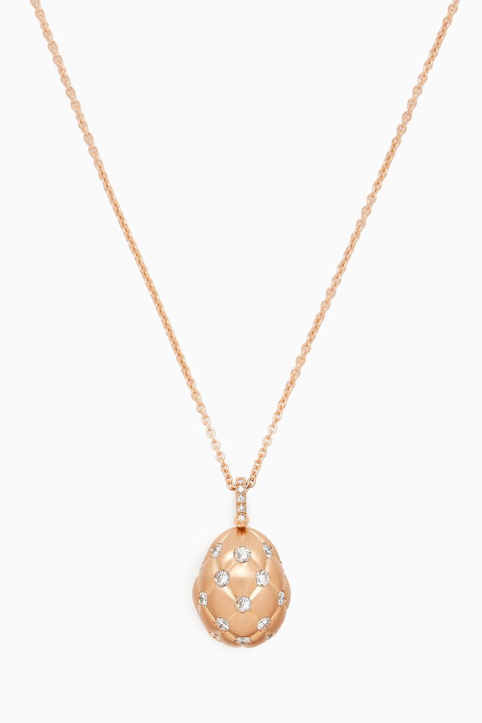 

Treillage Brushed Diamond Egg Necklace in 18kt Rose Gold