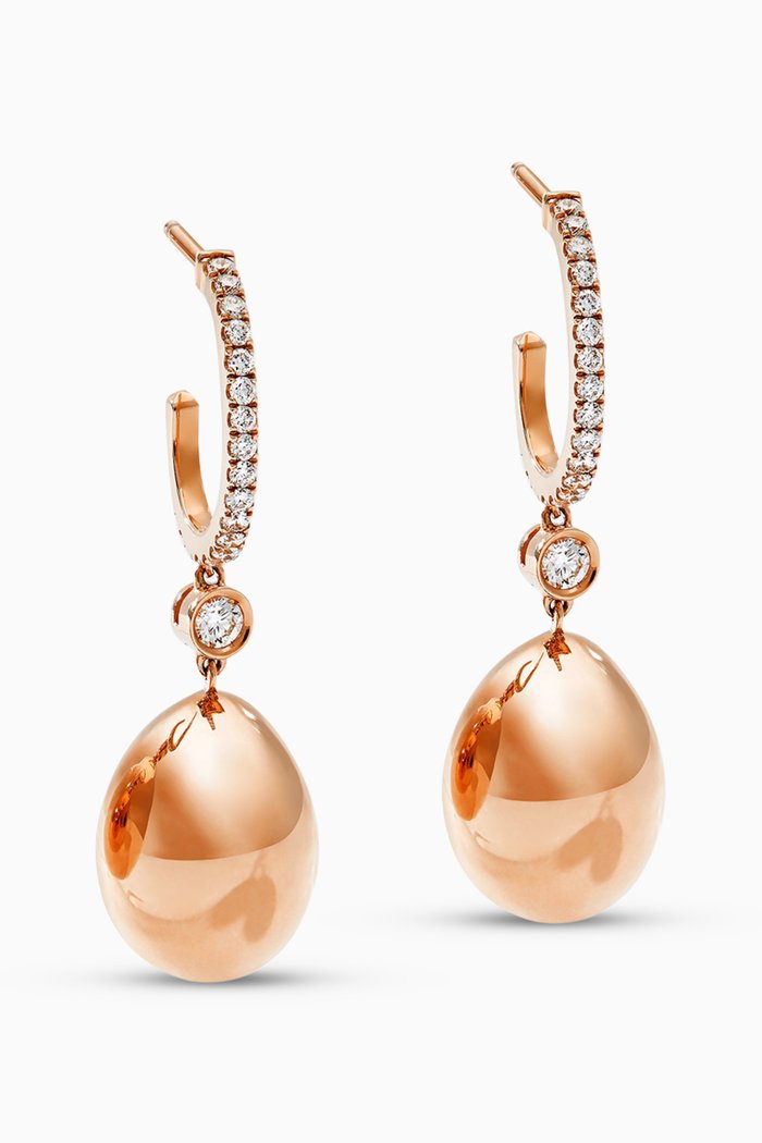 

Essence Diamond Egg Drop Earrings in 18kt Rose Gold