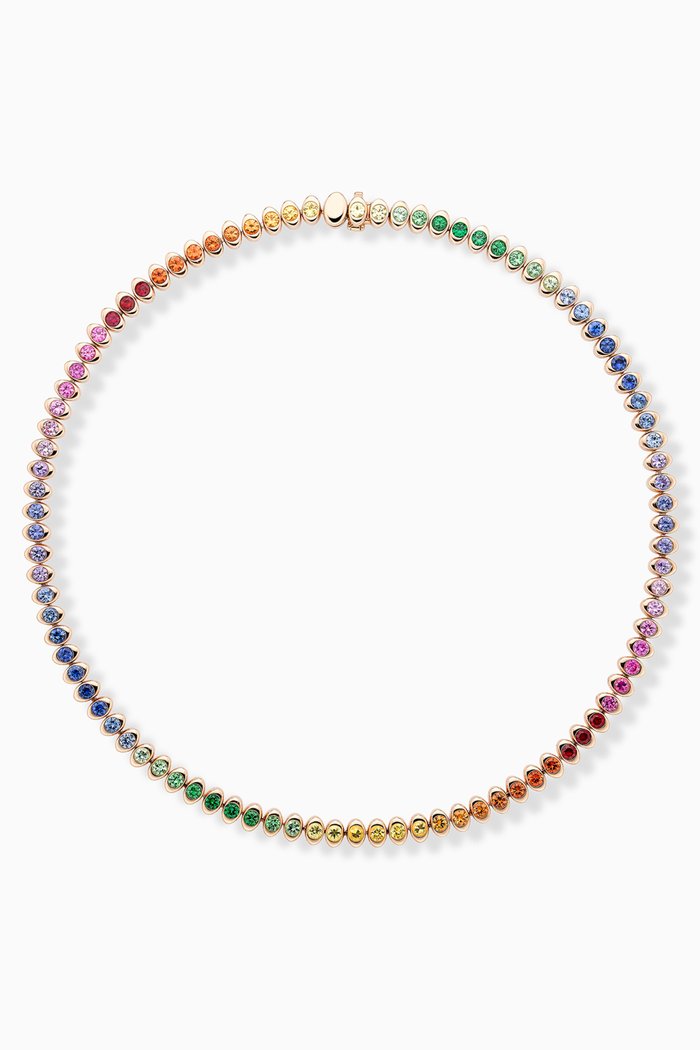 

Colours of Love Cosmic Curve Rainbow Necklace in 18kt Rose Gold, Multicolour