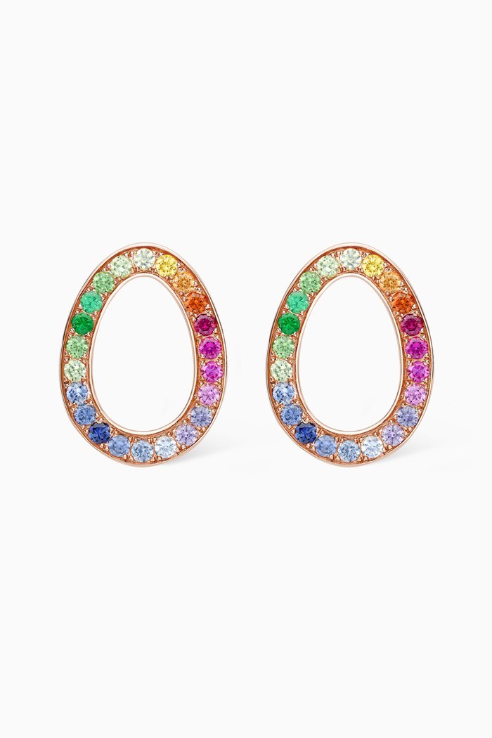 

Colours of Love Sasha Rainbow Stud Earrings in 18kt Rose Gold, Multicolour