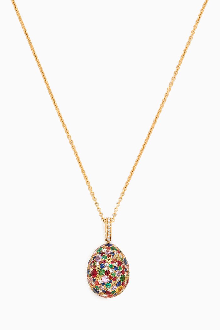 

Emotion Rainbow Egg Pendant Necklace in 18kt Gold, Multicolour