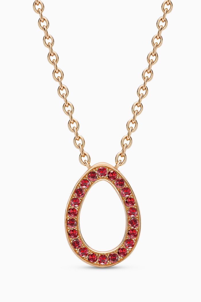 

Colours of Love Sasha Ruby Egg Pendant Necklace in 18kt Rose Gold, Red
