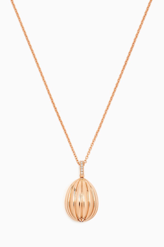 

Colours of Love 180 Fluted Egg Diamond & Ruby Necklace in 18kt Rose Gold