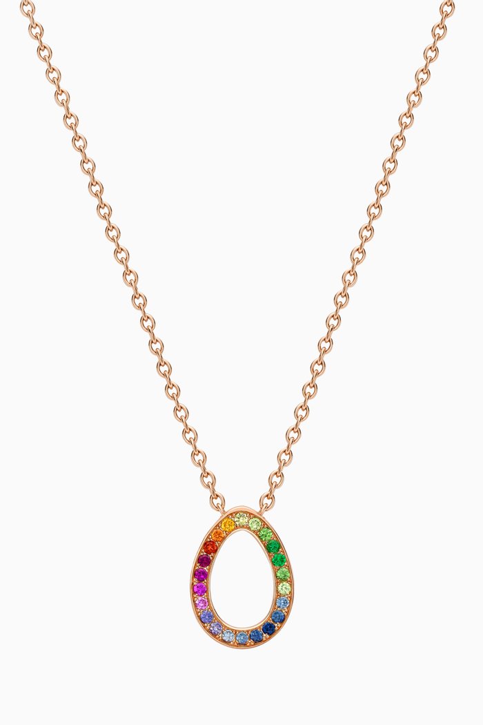 

Colours of Love Sasha Rainbow Egg Pendant Necklace in 18kt Rose Gold, Multicolour