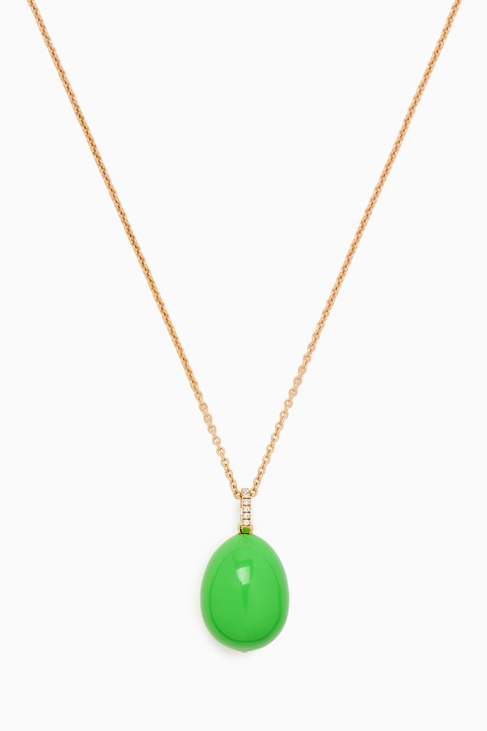 

Essence Diamond Egg Necklace in 18kt Rose Gold, Green