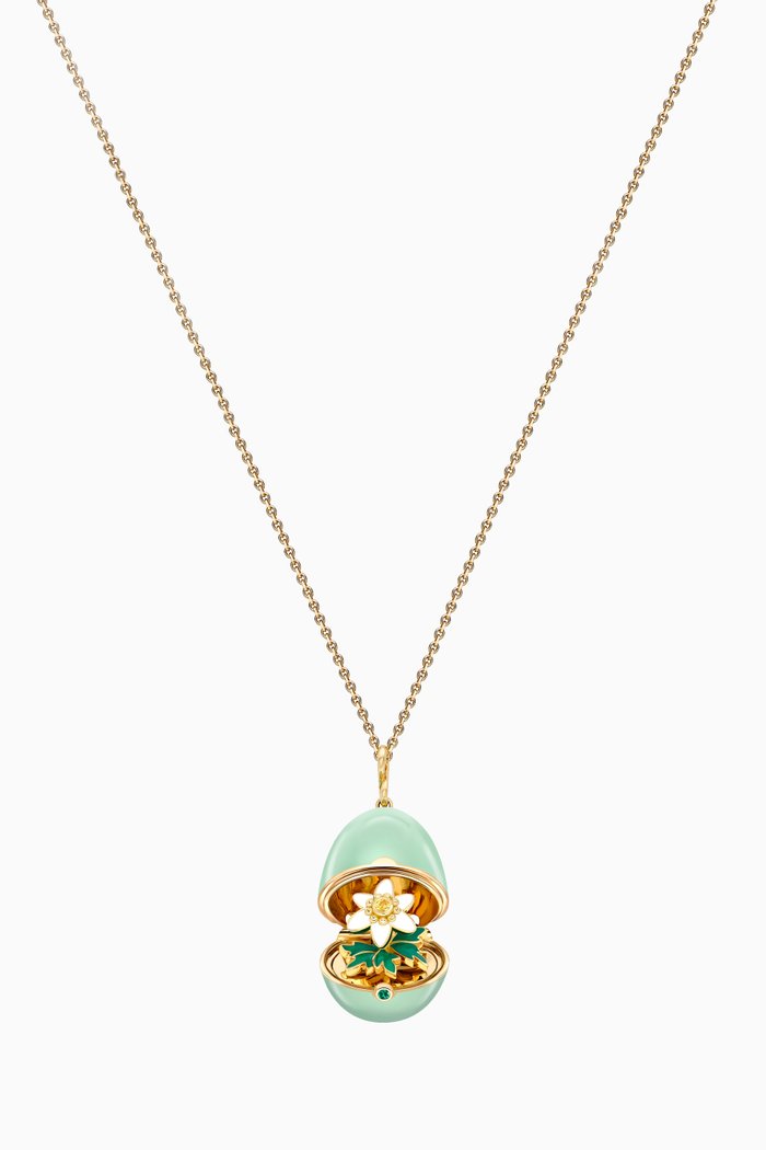 

Essence Sapphire & Emerald Anemone Locket Necklace in 18kt Gold, Green