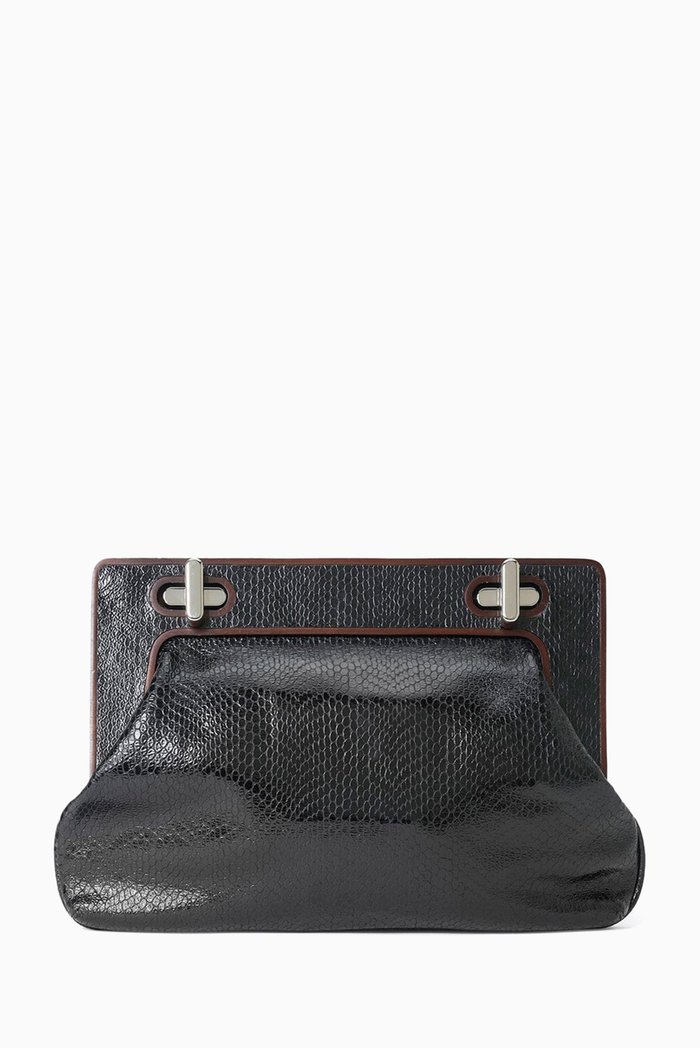 

Alba Clutch Bag in Snake-embossed Leather, Black