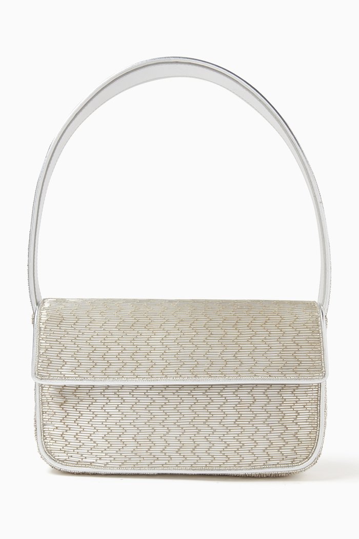 

Small Tommy Beaded Shoulder Bag, Silver