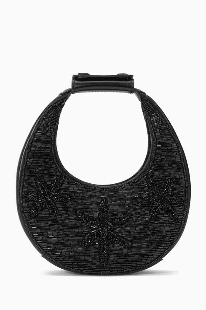 

Good Night Moon Beaded Bag in Rayon, Black