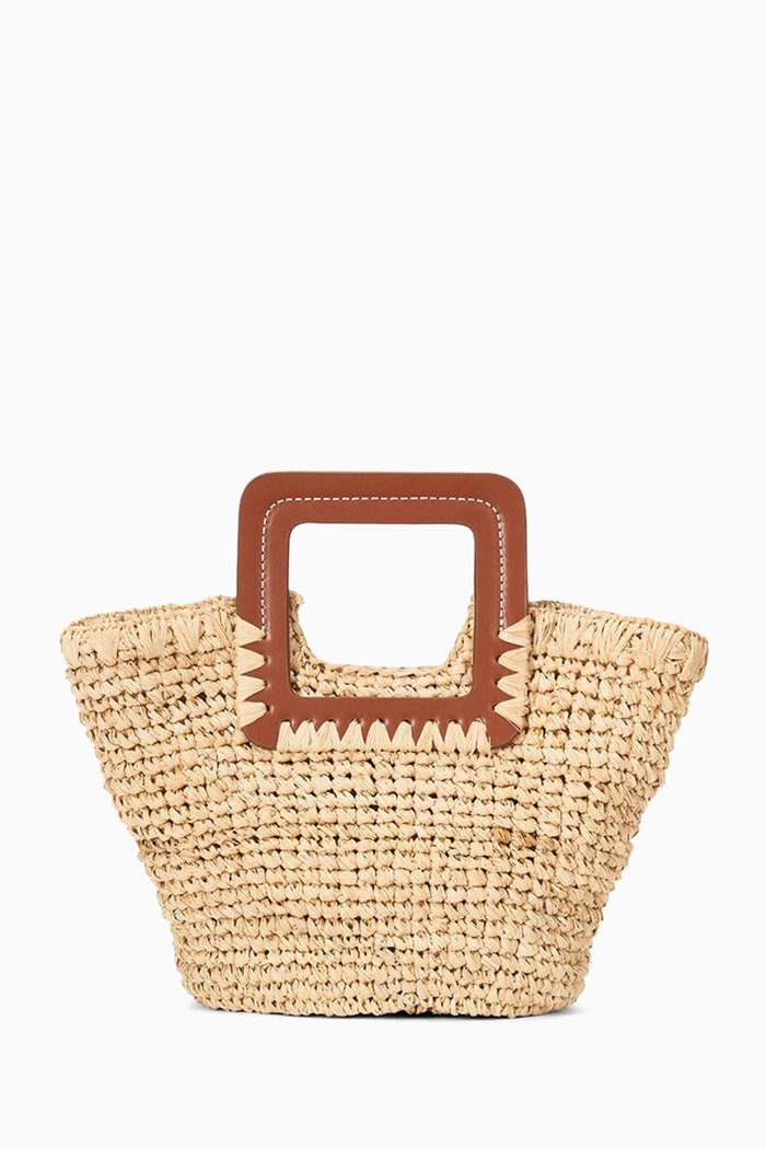 

Sienna Mini Bucket Bag in Raffia, Neutral
