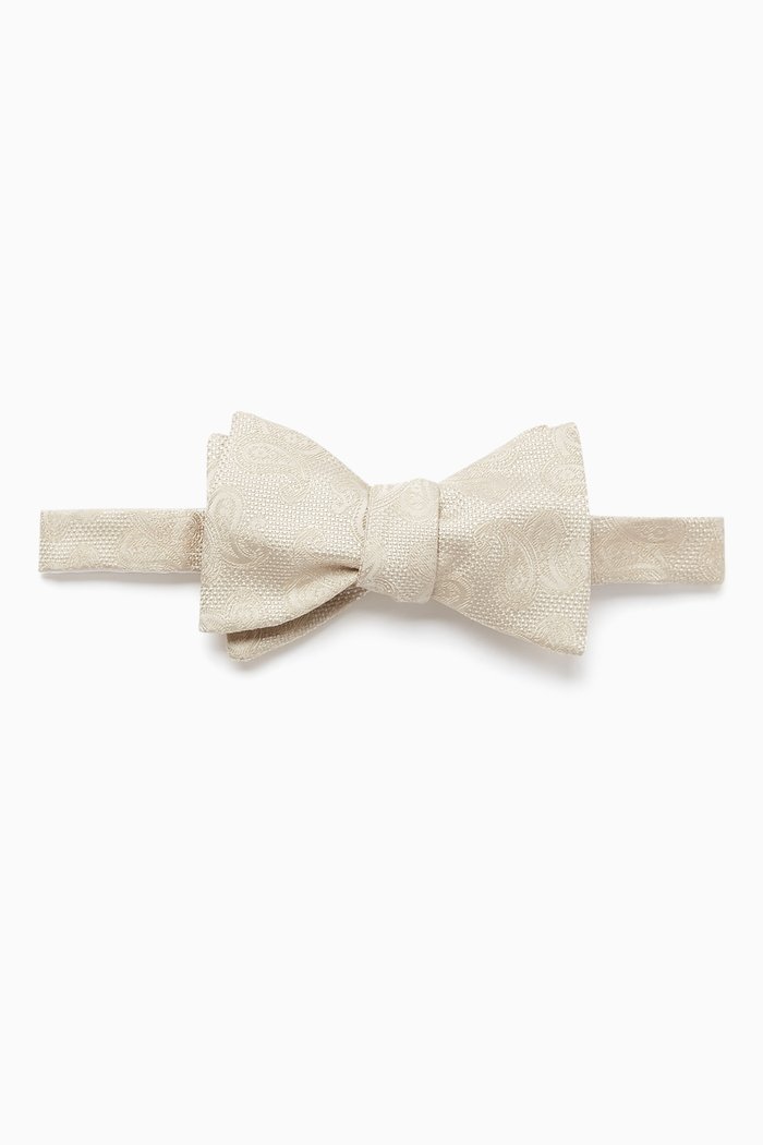 

Ready Tied Paisley Bow in Silk, Neutral