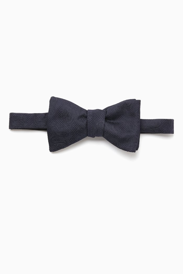 Ready Tied Paisley Bow in Silk, Blue