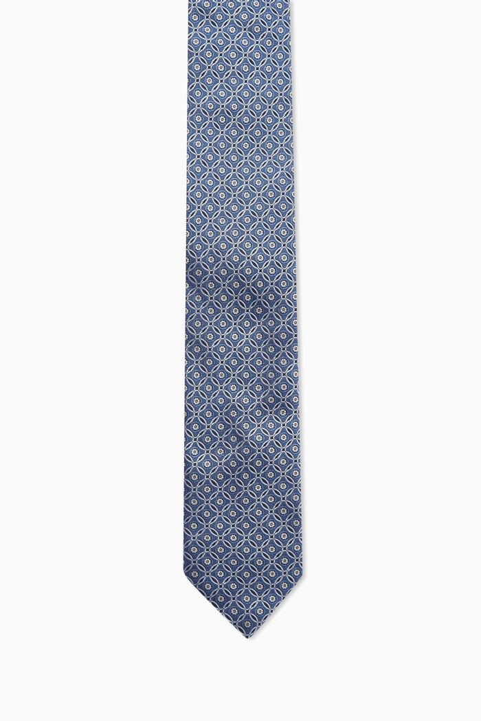 

Medallion Tie in Silk, Blue