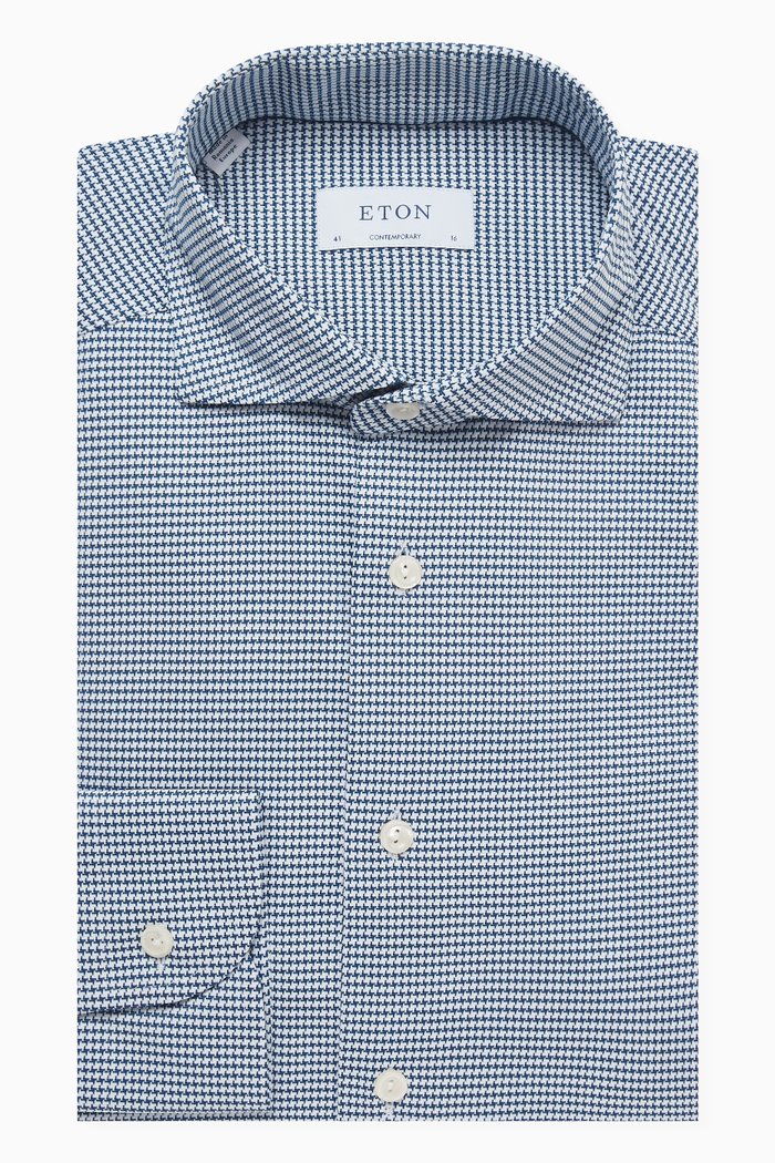 

Houndstooth Four-Way Stretch Shirt, Blue