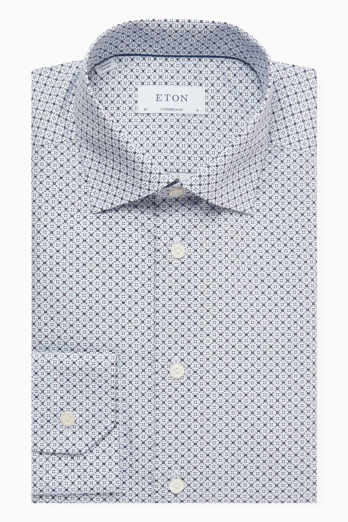 

Geometric Print Shirt in Cotton, Blue