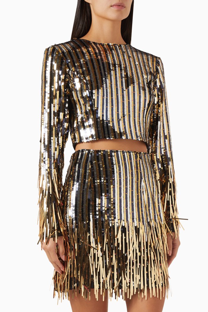 

Oratorio Top & Skirt Set in Sequin, Gold