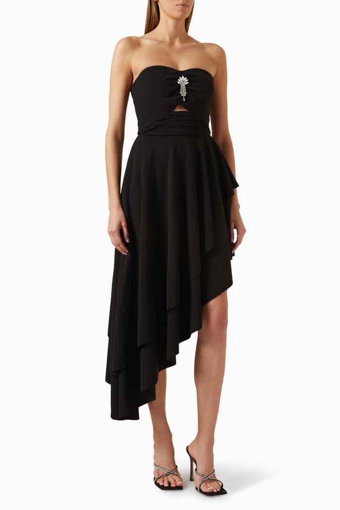 

Kienna Crystal-embellished Asymmetric Dress, Black