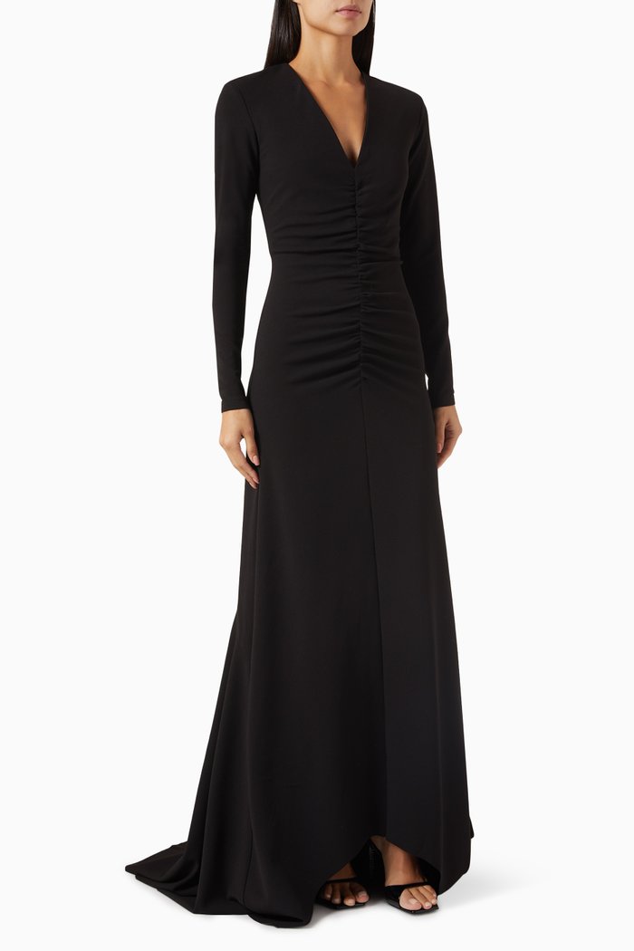 

Katana Ruched Maxi Dress, Black