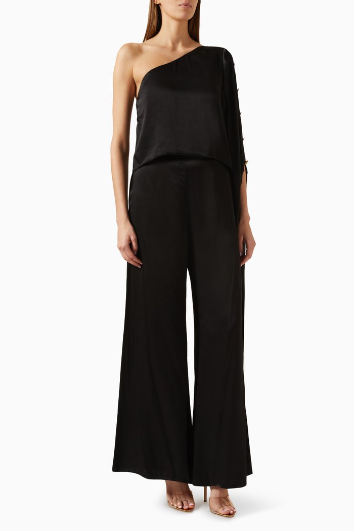 

Ambrosia Top & Pants Set in Satin, Black