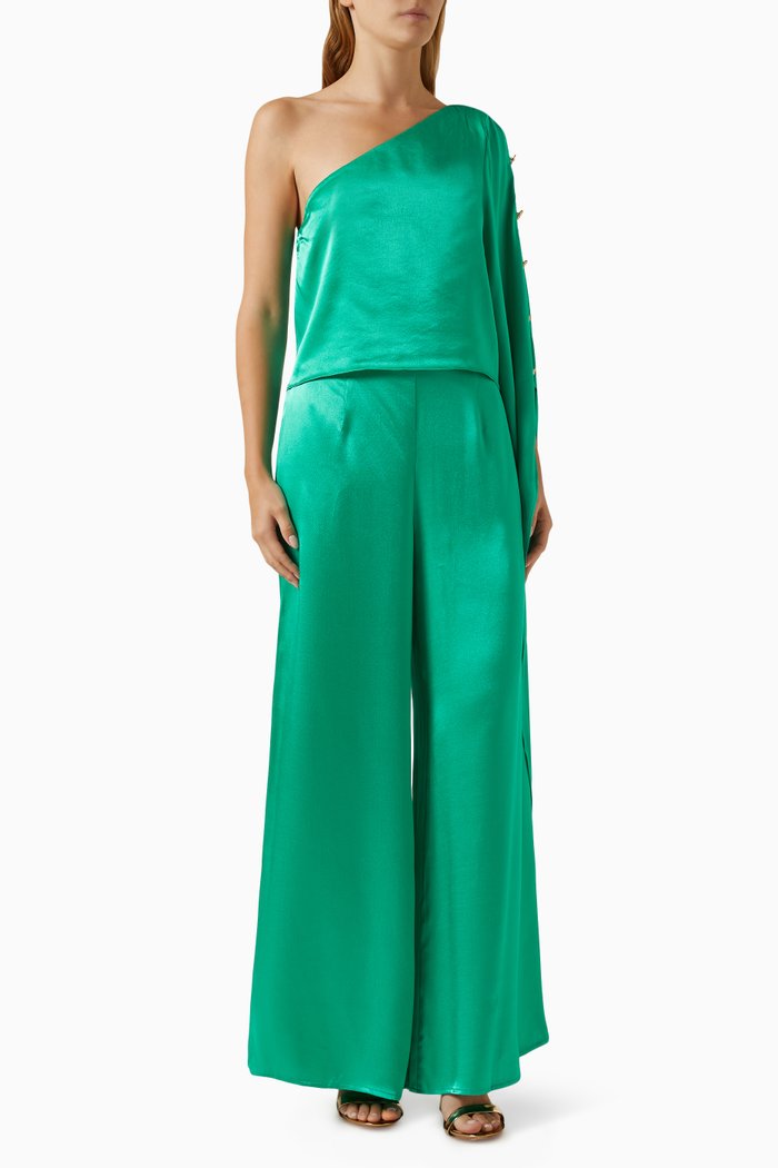 

Ambrosia Top & Pants Set in Satin, Green