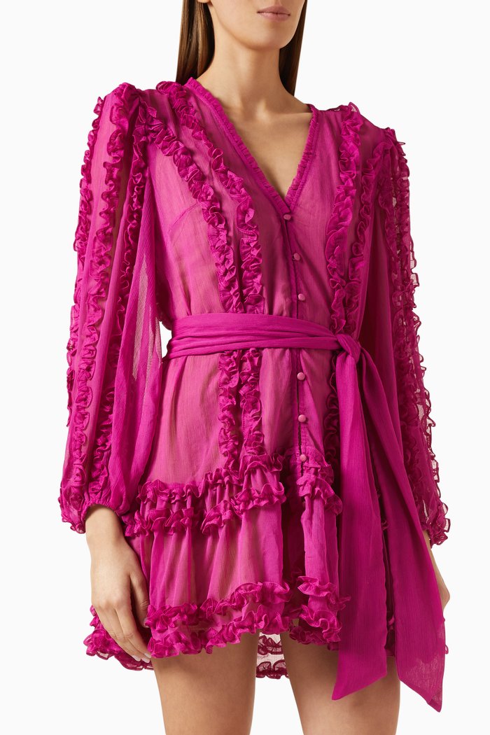 

Lara Chiffon Mini Dress in Chiffon, Purple