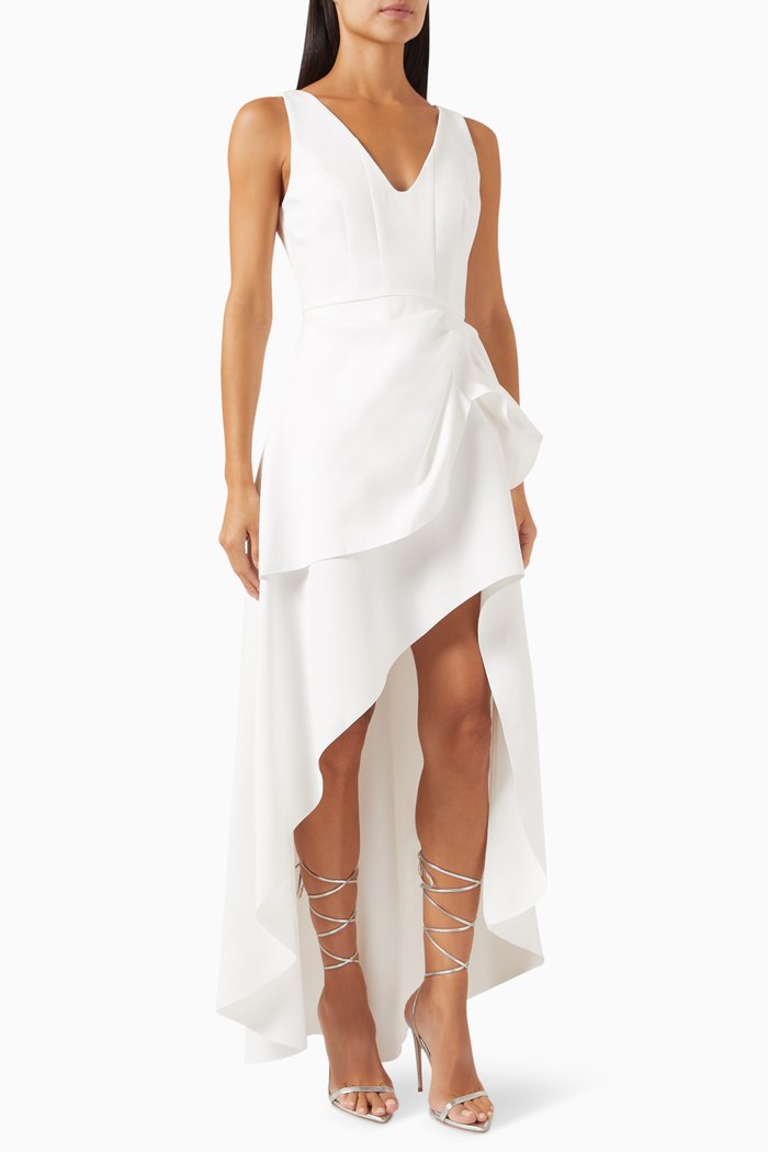 

Aislin Ruffled Midi Dress, White
