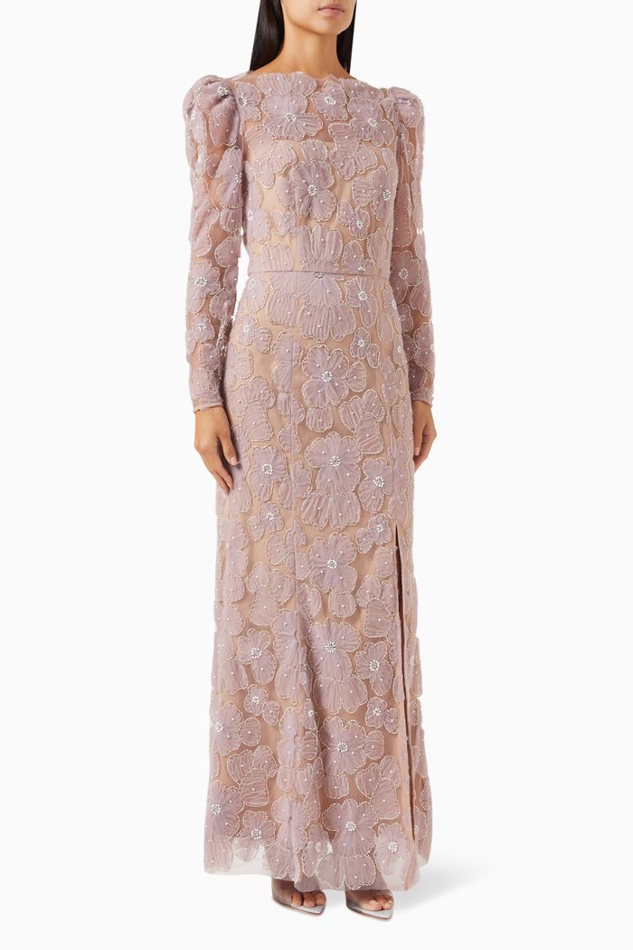 

Darcy Gown in Floral Lace, Pink